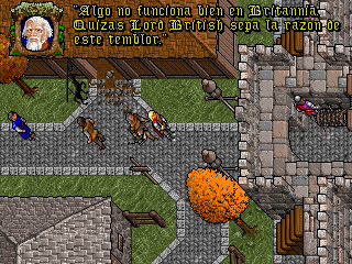 Imagen de la traducción al castellano del Ultima 7, aqui Iolo da inicio a la nueva busqueda que añade la expansión.