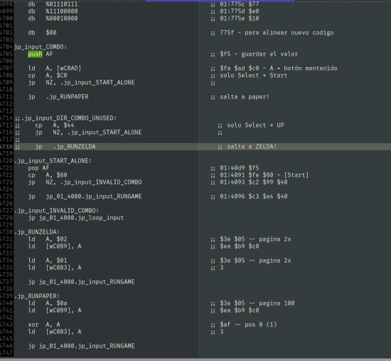 Modificaciones en el código del menu para permitir combinaciones para sacar los juegos ocultos